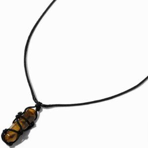 Icing Mystical Gem Pendant Black Cord Necklace Brown